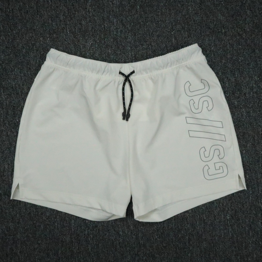 Gymshark Shorts Mens Medium Off White Steve Cook Performance Zip Pocket Gym
